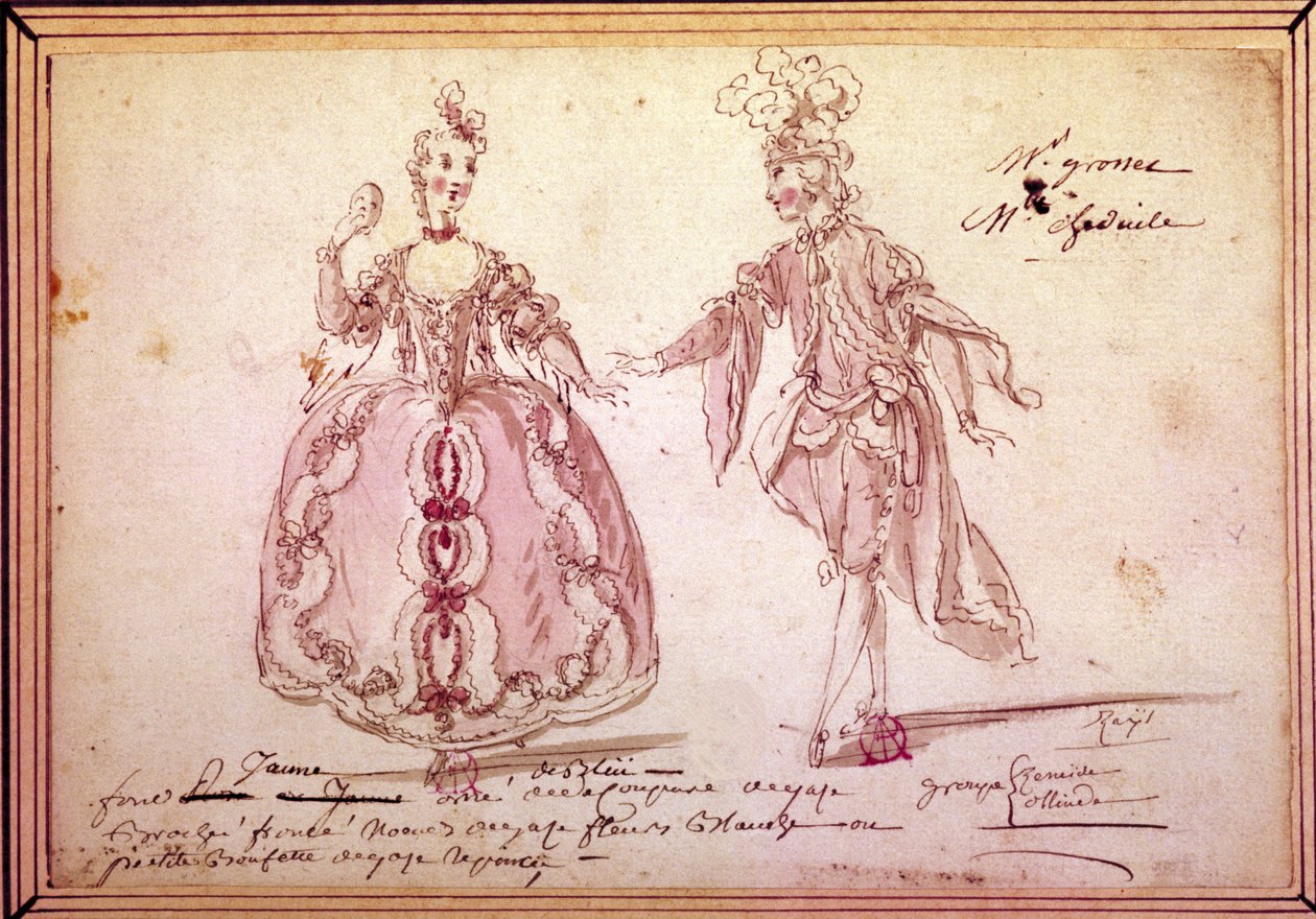 Szcenográfia: jelmezrajz Jean Philippe (Jean-Philippe) Rameau (Jean-Philippe) Rameau (1683-1764) pásztori „” Nais”-hoz 1764. Akvarell. alkotó: Unknown artist