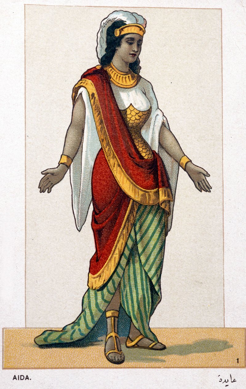 Operajelmezek kromolitográfiáinak sorozata Giuseppe Verdi első Aida-ábrázolása alkalmából: Aida. 1872 alkotó: Unknown artist
