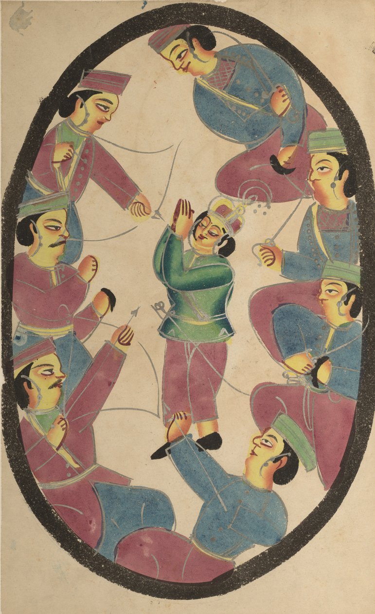Hét hős vagy harcos megöli Abhimanyát, Arjuna fiát alkotó: Unknown artist