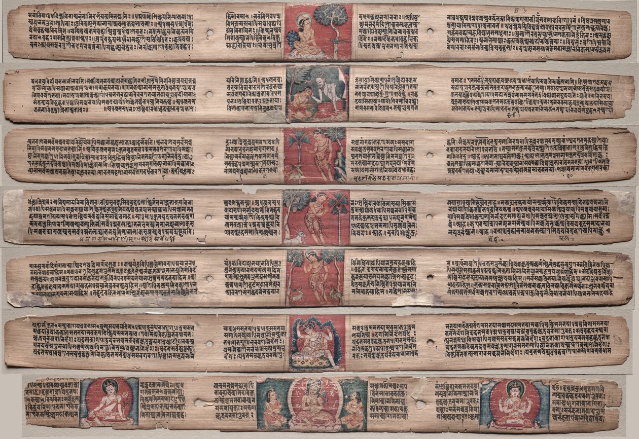 Hét levél a Gandavyuha-sutra (A legfelsőbb tömb Szentírása) kéziratából alkotó: Unknown artist