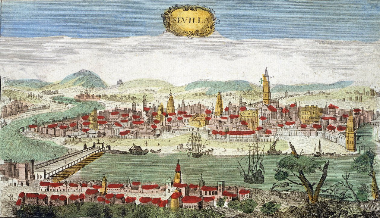 Sevilla - Sevilla kilátása - Spanyolország 18. század - alkotó: Unknown artist