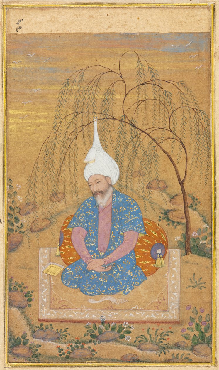 Tahmasp I. sah (1514-1576) Tájban ülve alkotó: Unknown artist