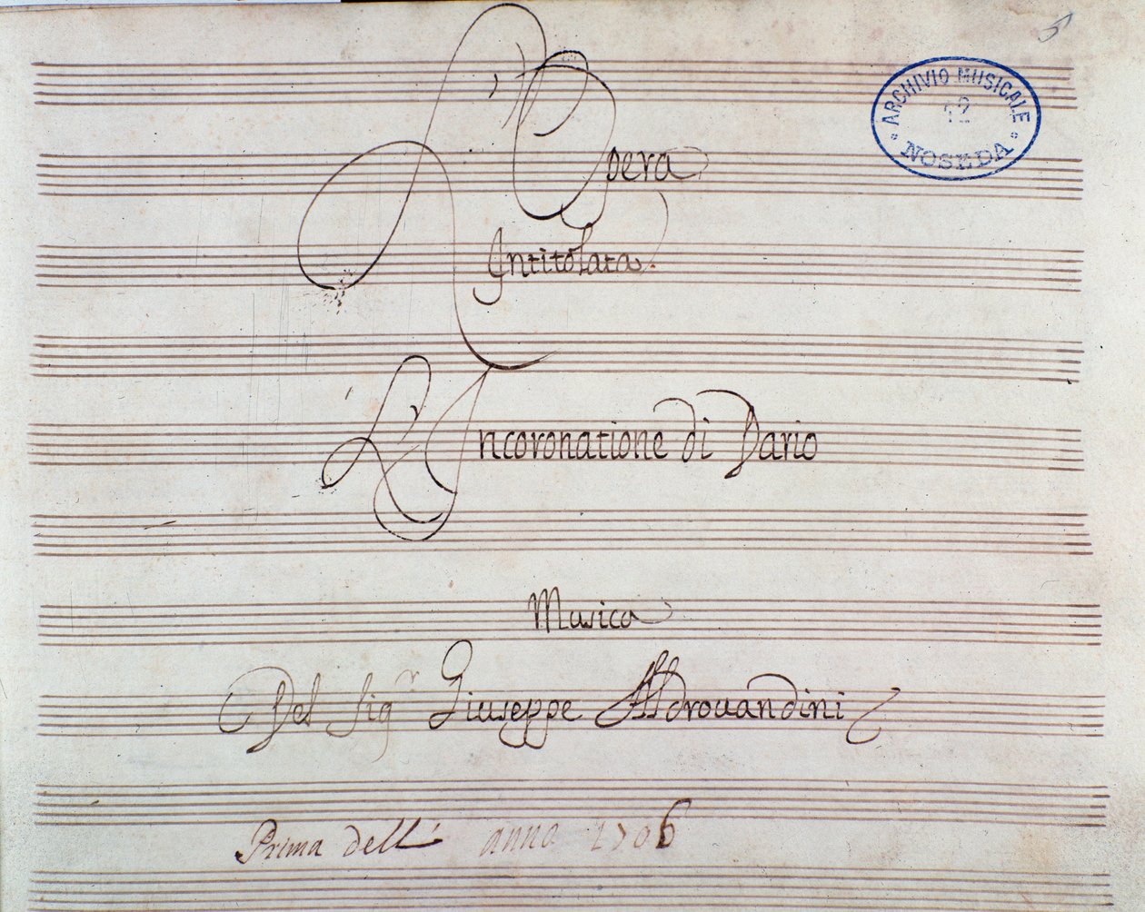 Giuseppe Aldrovandini Darius koronázása (1703) kottalapja alkotó: Unknown artist