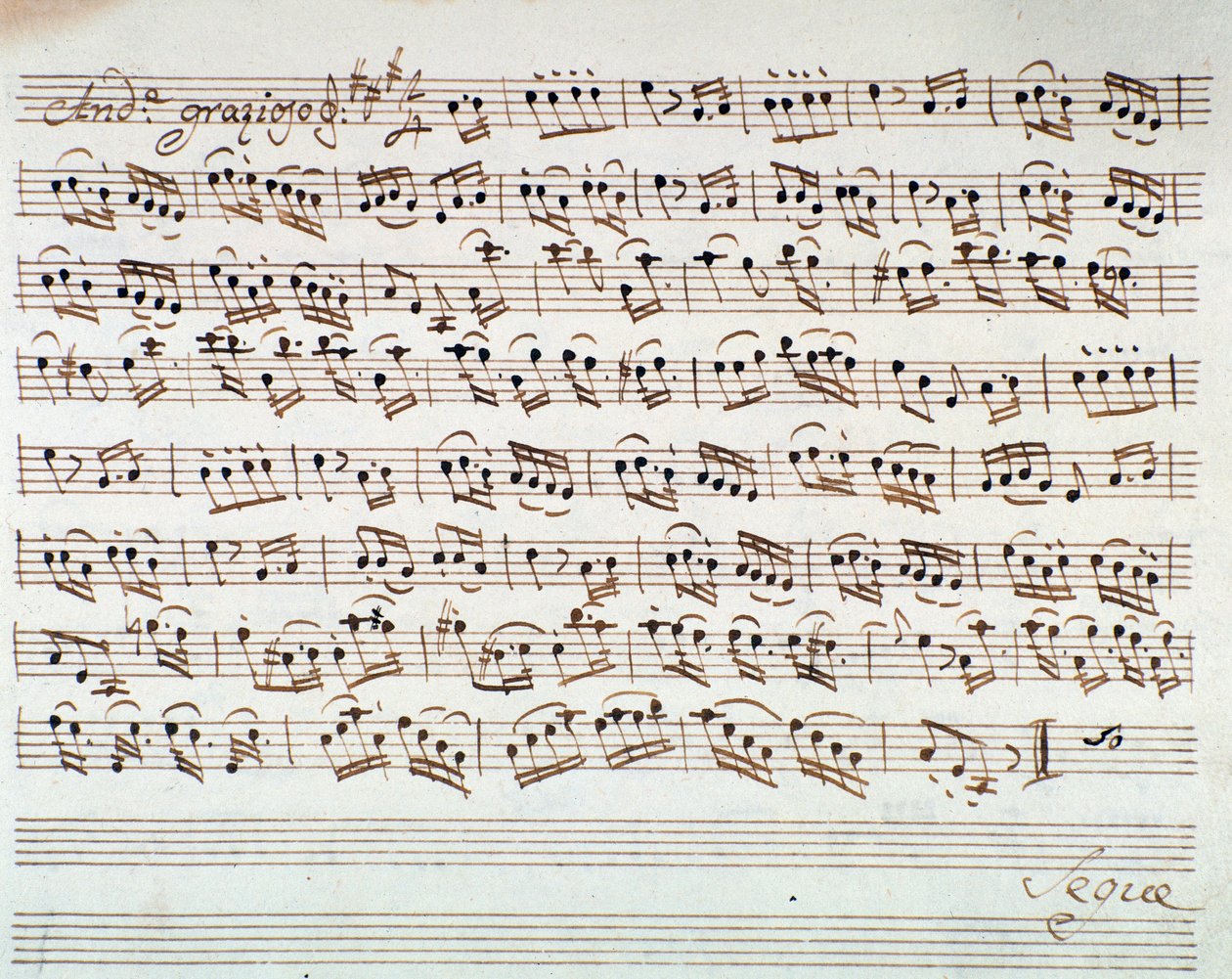 Kottalap az első hegedűre a Mithridate, a Pont királya, Mozart opera (1770) megnyitójában alkotó: Unknown artist