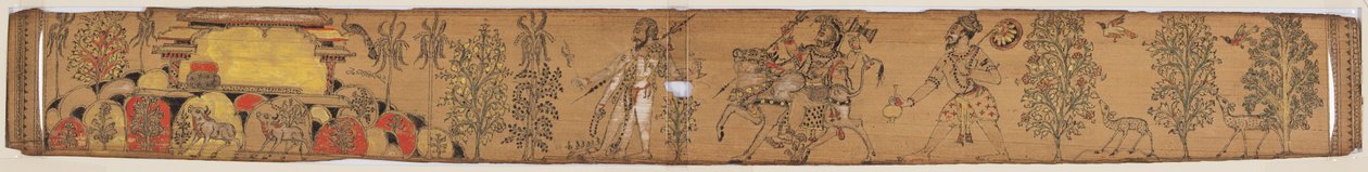 Shiva és követői visszatérnek a Kailash-hegyre (verso), Chandrabhanu és Lavanyavati Upendra Bhanja románcából (1670–1740) alkotó: Unknown artist