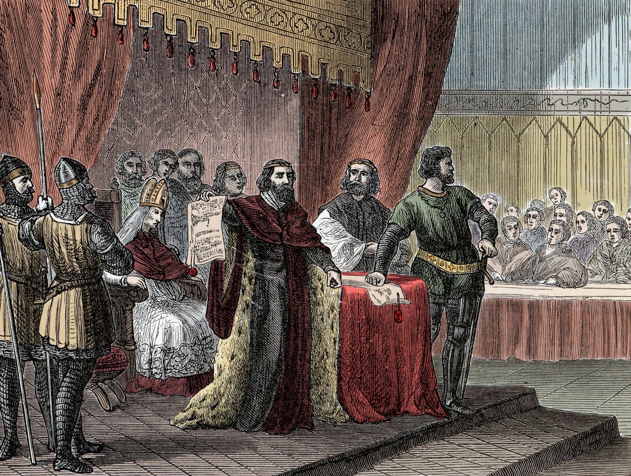 John Sans Terre (1167-1216) király (1167-1216) (""Magna Carta") aláírása Runnymedes számára „a Nagy Charta”-nak 1215. június 15-én." alkotó: Unknown artist