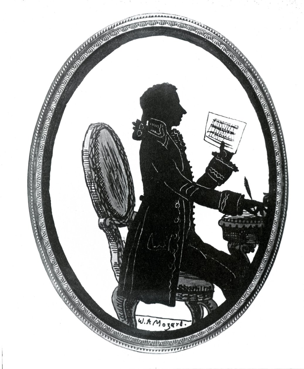 Wolfgang Amadeus Mozart (1756-1791) zeneszerző sziluettje. alkotó: Unknown artist