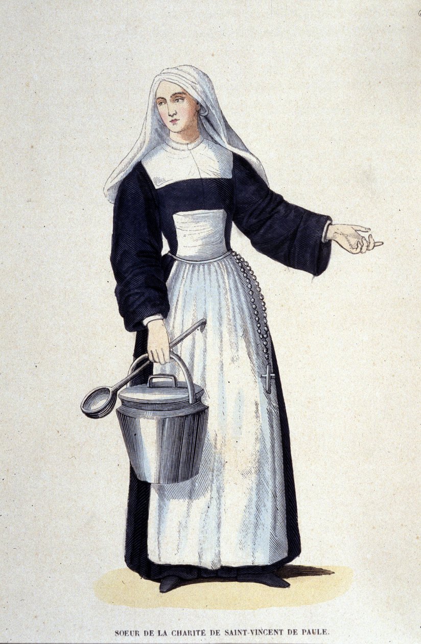 Paul Saint Vincent Szeretetszolgálatának nővére. Metszet egy vallási rendekről szóló albumból, Párizs alkotó: Unknown artist