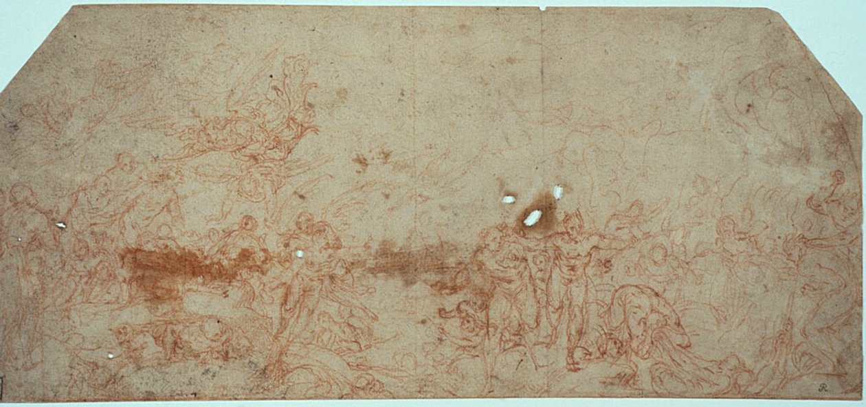 Vázlat az Utolsó ítélethez (recto); Fej-tanulmány (verso) alkotó: Unknown artist