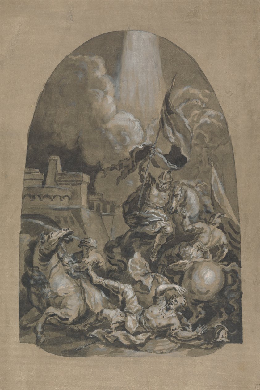 Vázlat a "Szent Pál megtérése" című olajfestményhez alkotó: Unknown artist