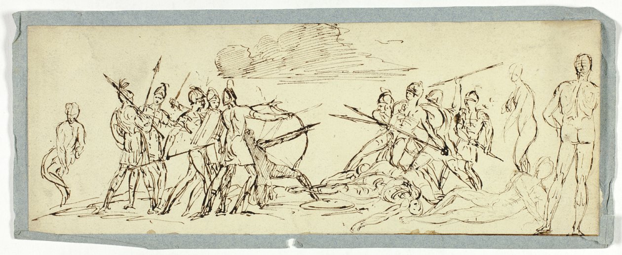 Csatajelenet vázlata (recto); Fregatt (fordítva) alkotó: Unknown artist
