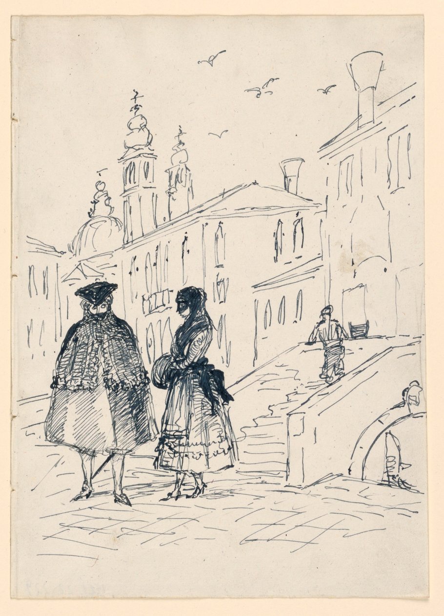 Vázlat egy velencei utcai jelenetről alkotó: Unknown artist