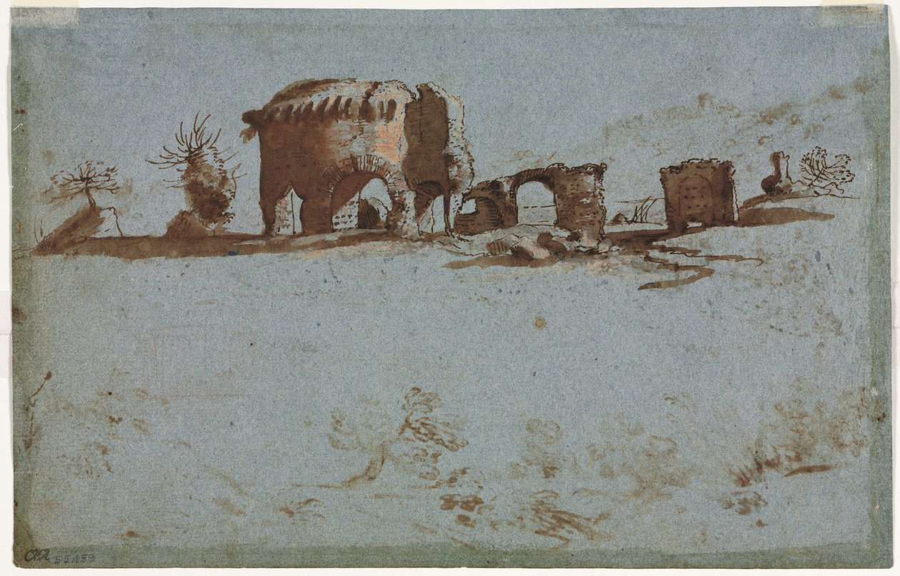 Római romok kis csoportja (verso) alkotó: Unknown artist