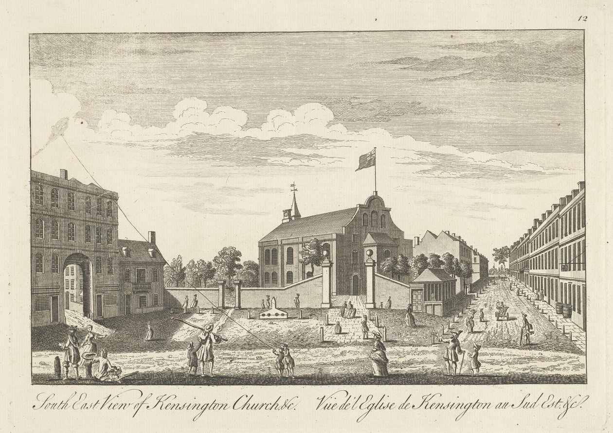 Délkeleti kilátás a Kensington-templomra alkotó: Unknown artist