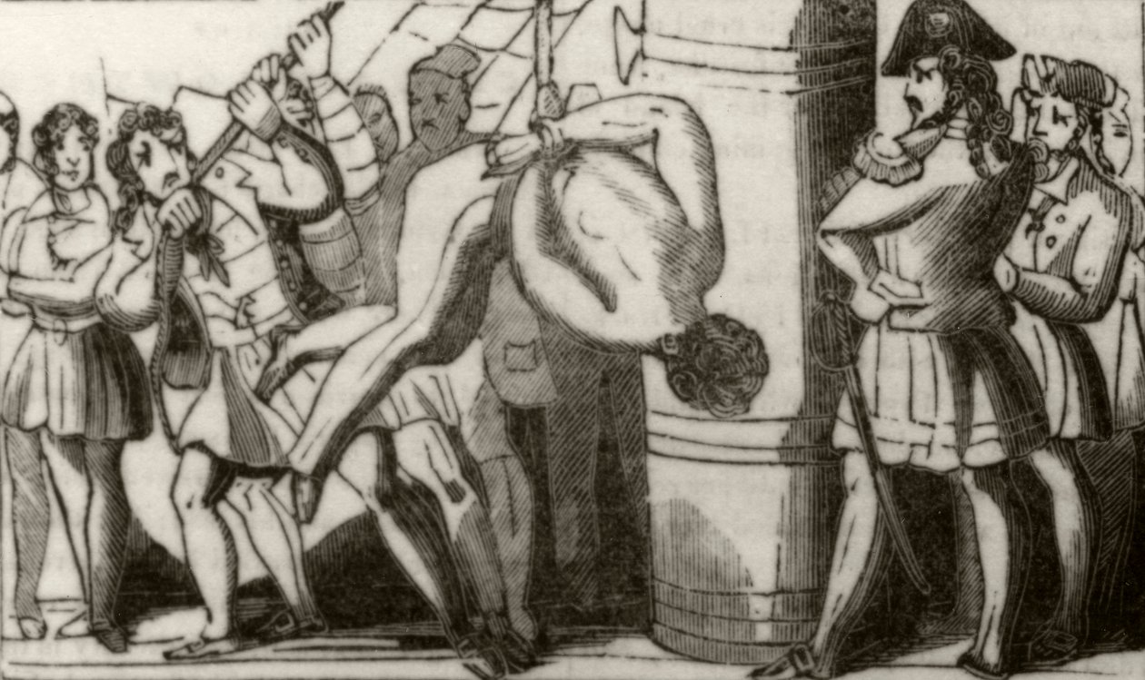 „Spriggs felemeli egy bostoni szkúner legénységét az előtetőre, majd hagyja, hogy a fedélzetre zuhanjanak” (1836 körül) alkotó: Unknown artist