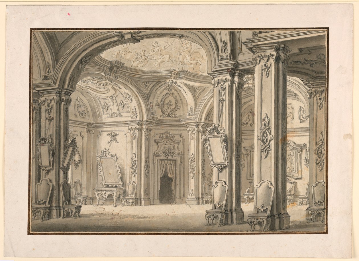 Színpadtervezés: Galéria egy palotában alkotó: Unknown artist