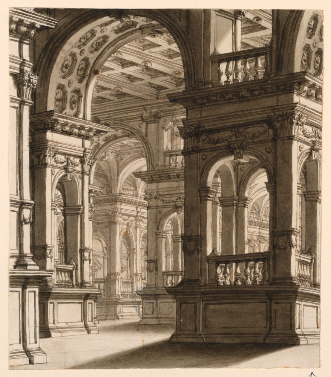 Színpadtervezés, a reneszánsz portikus belső tere alkotó: Unknown artist