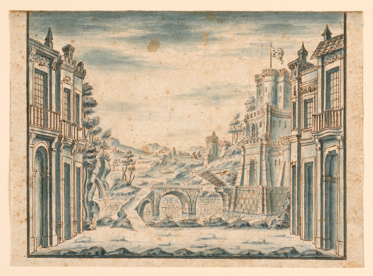 Színpad, kilátás a városra alkotó: Unknown artist