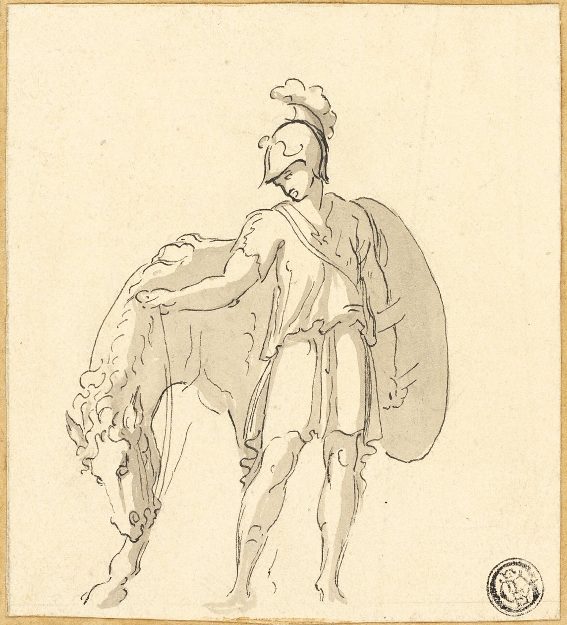 Álló harcos és ló alkotó: Unknown artist