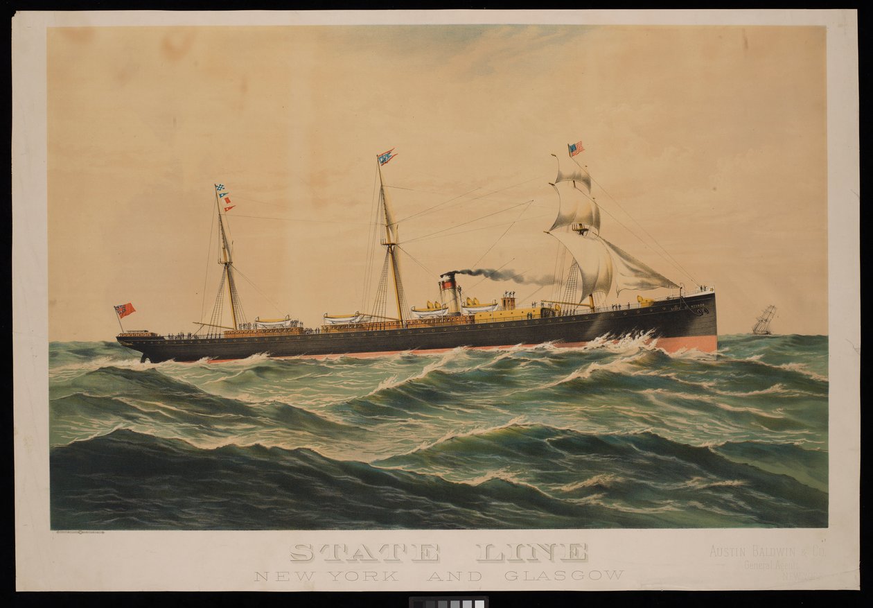 State Line New York and Glasgow, Austin Baldwin  Co General Agents New York (kromolitográfia) alkotó: Unknown artist