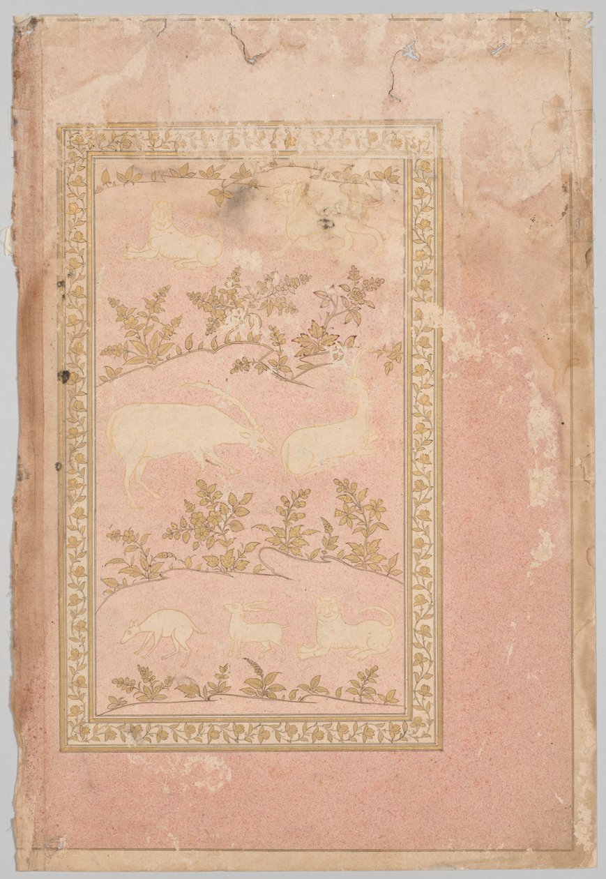 Oroszlán és gazella sablonos jelenetei (verso) alkotó: Unknown artist