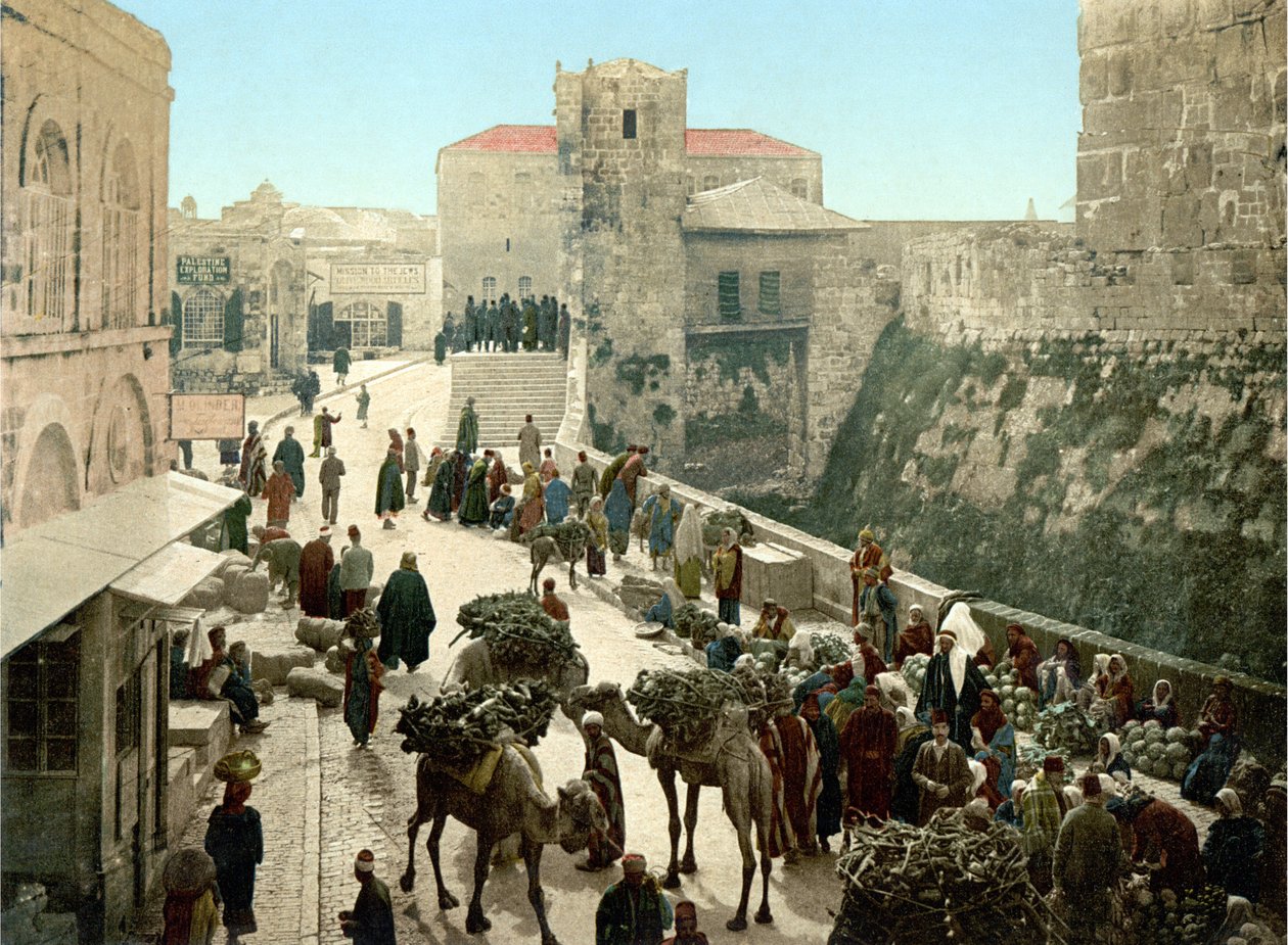 Dávid-torony utcája, a bazár. Jeruzsálem. Photochrome sd. 1890-1900 között. alkotó: Unknown artist