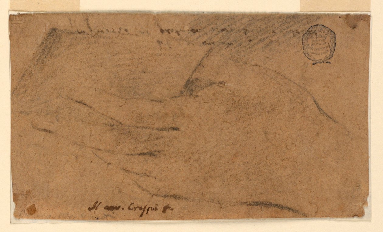 Tanulmány: Egy nő bal keze, aki egy papírlapot tart alkotó: Unknown artist