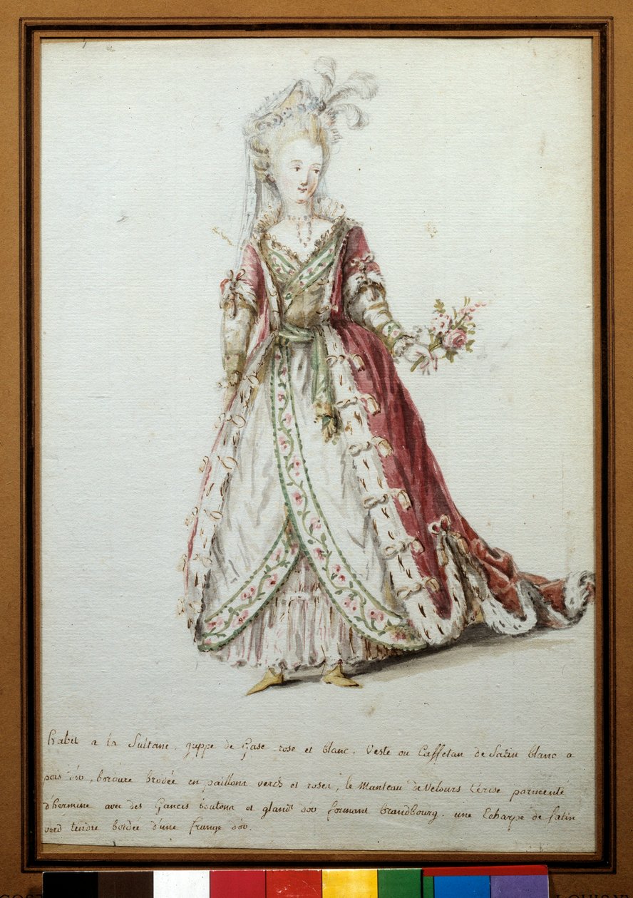 Szultán jelmez. 18. századi akvarell. Párizs, díszítőművészet alkotó: Unknown artist
