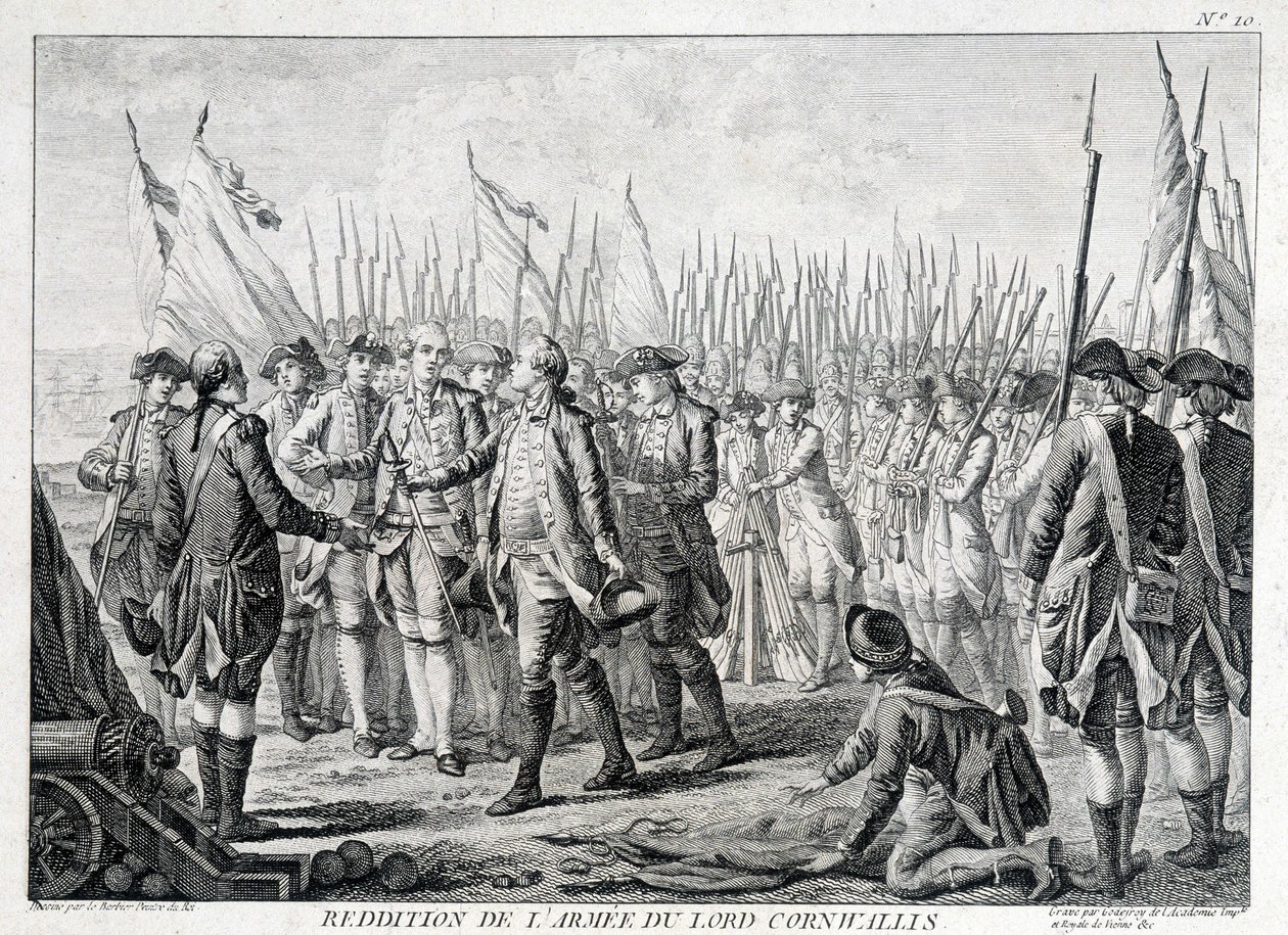 Lord Cornwallis brit hadseregének (1738-1805) feladása Amerikának 1781. október 19-én. alkotó: Unknown artist