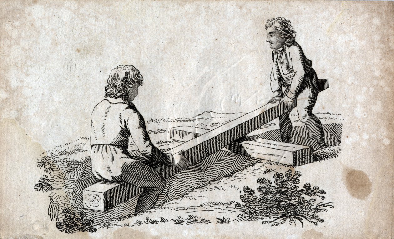Swing: két gyerek csikkszalagon (csikkszalag) Metszet 18. század vége. Magángyűjtemény. alkotó: Unknown artist