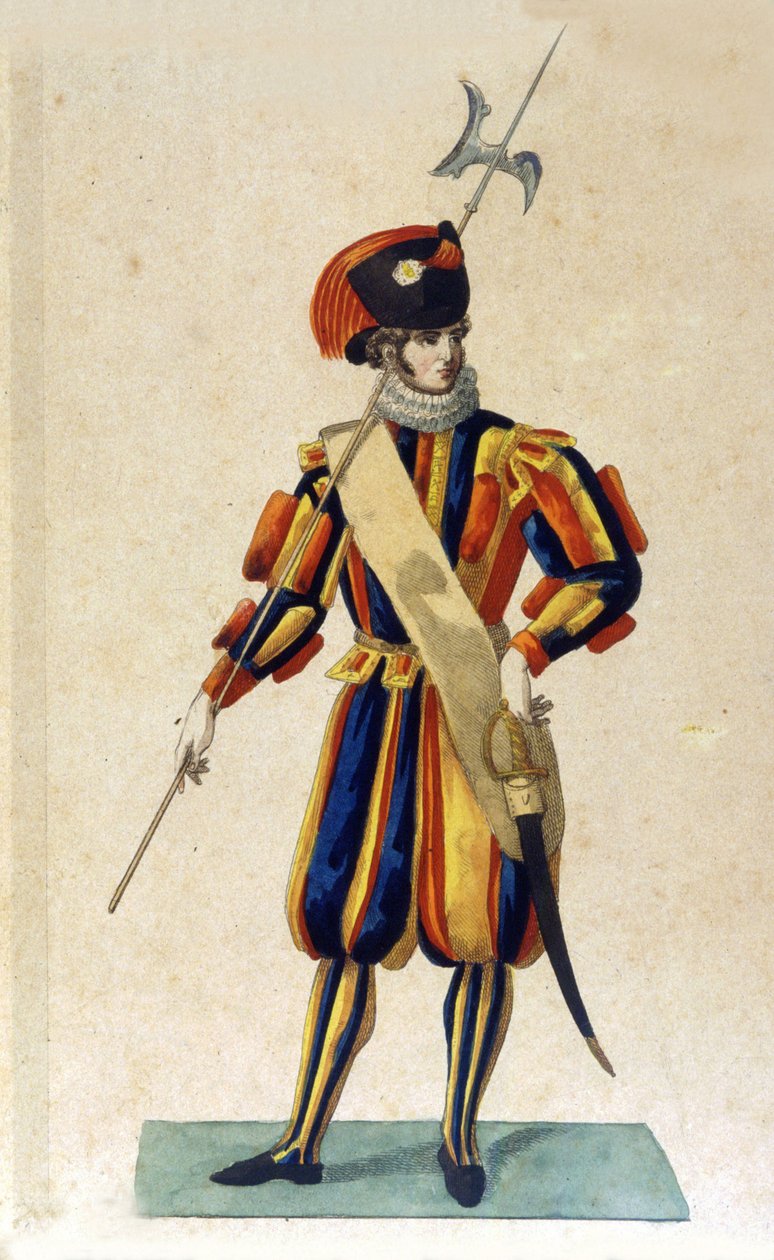 A Vatikánváros svájci gárdája kis ruhában. alkotó: Unknown artist