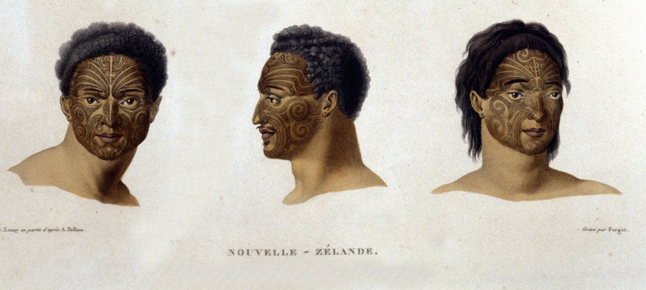 Új-zélandi tetoválások. alkotó: Unknown artist