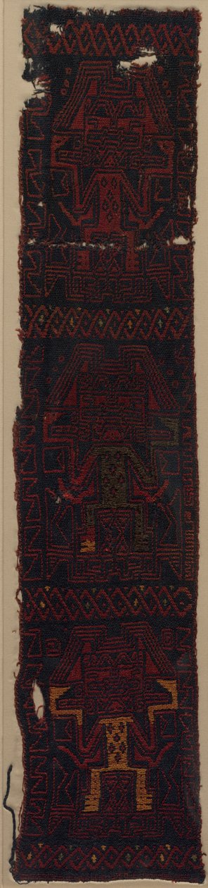 Textiltöredék három elülső istenséggel és átlapolt mintával alkotó: Unknown artist