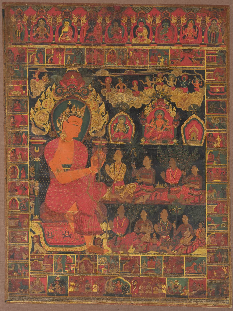 Thangka Bejeweled Buddha prédikációval alkotó: Unknown artist