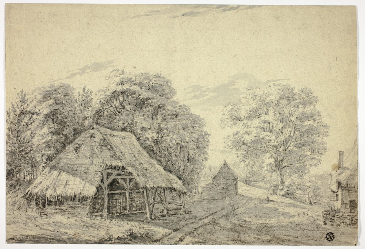 Nádfedeles fészer a farmon alkotó: Unknown artist
