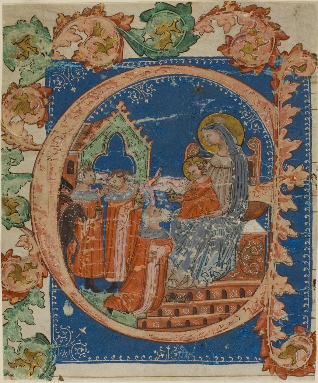 A bölcsek imádása egy históriás "E" kezdetű kóruskönyvből származó kóruskönyvben alkotó: Unknown artist