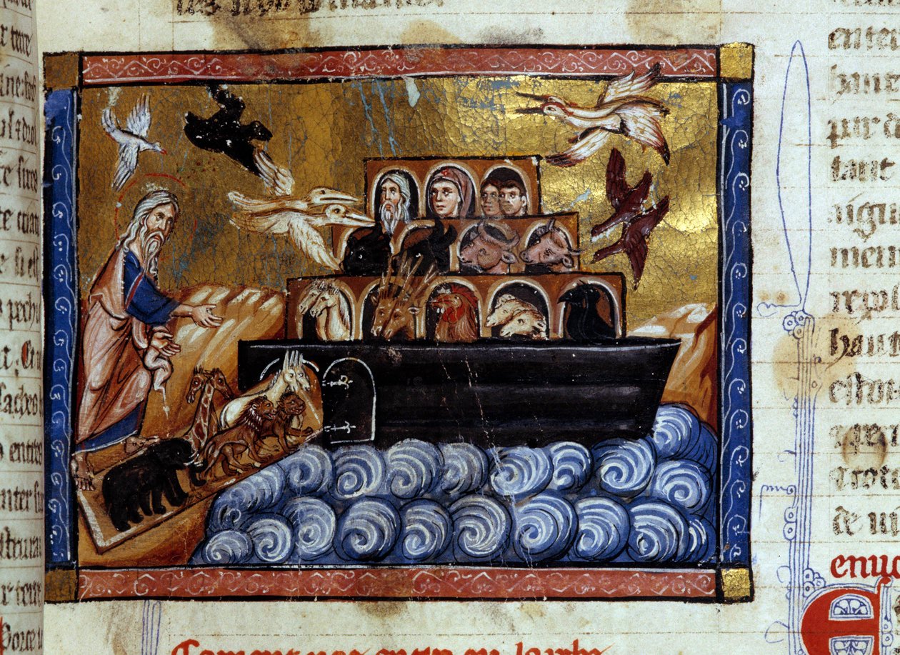 Noé bárkája Miniatűr „Universal History” kéziratból”” 13. század. Dijon Városi Könyvtár alkotó: Unknown artist