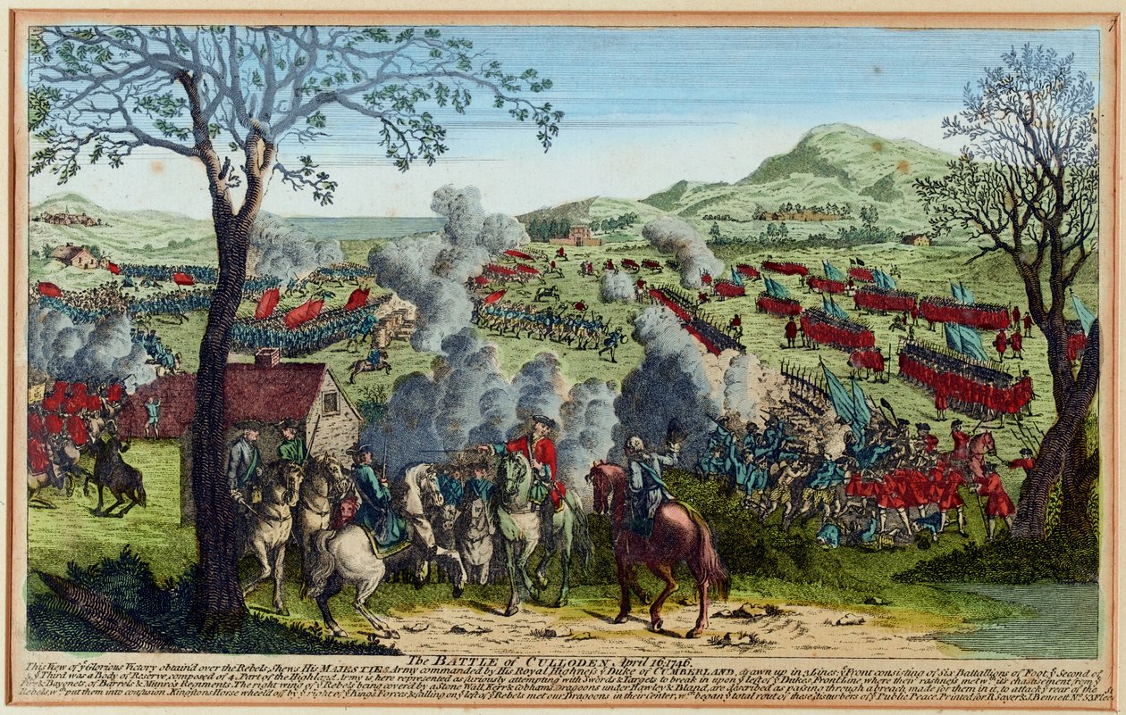 A cullodeni csata 1746. április 16. (metszet, színes) alkotó: Unknown artist