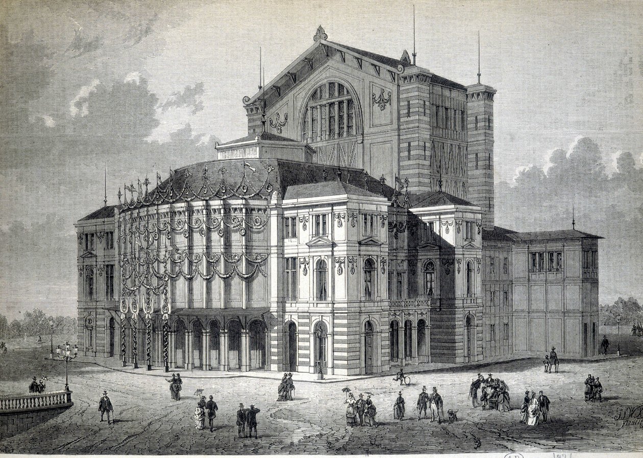 Richard Wagner kezdeményezésére épült Bayreuthi Modellszínház, amelyet 1876-ban avattak fel. alkotó: Unknown artist