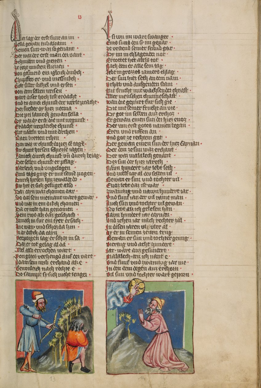 A vak ember Lamech megöli Káint; Énók Isten előtt alkotó: Unknown artist