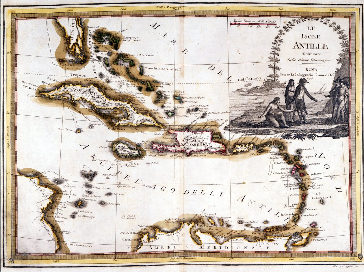 A karibi szigetcsoport egy 1798-as atlasz alapján. alkotó: Unknown artist
