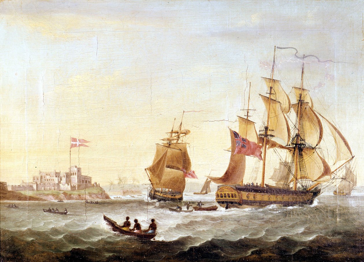 A dán Cristianborg bázis 1659-ben épült Guinee partjai mentén, a forgalom központja. alkotó: Unknown artist