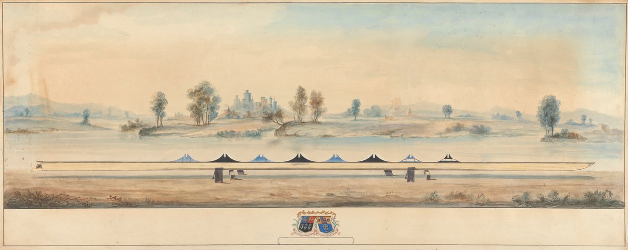 Az Eton hajó a Temze vontatóútján: Windsori kastély a háttérben alkotó: Unknown artist
