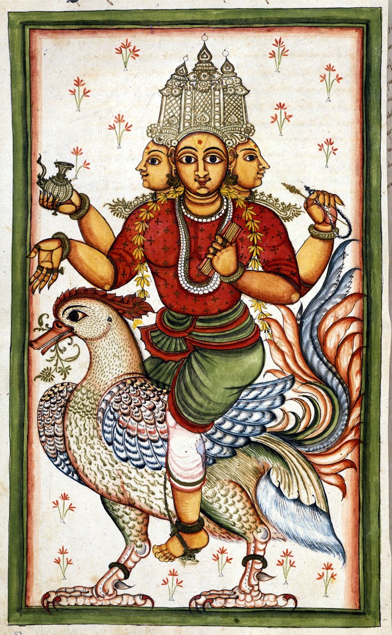 A hindu istenség, Brahma oldal a Stefano Nivibus Cardeira „Mogol története” (Moghul vagy Moghol) kéziratából (8300). 18. század. Bibloteca marciana, Velence alkotó: Unknown artist