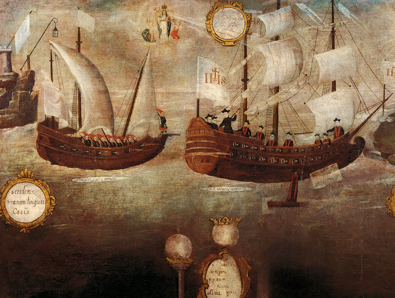 A jezsuiták hajóval érkeznek Új-Granada partjaihoz. alkotó: Unknown artist