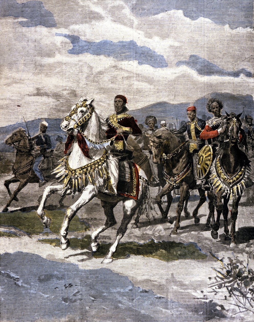 Etiópia királya, Menelik II (1844-1913). Beteg. az olasz sajtó. alkotó: Unknown artist