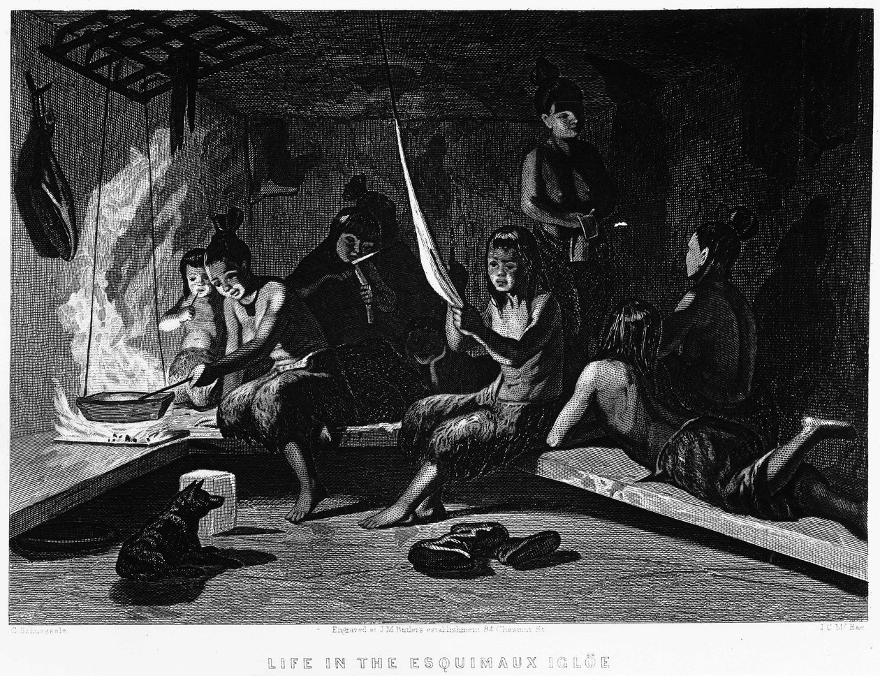Az eszkimók élete egy iglóban – Elisha Kent Kane, Artic Exploration 1853-1855, Philadelphia, Childs és Peterson alkotó: Unknown artist