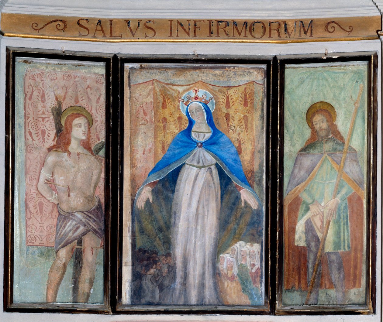 Madonna, Szent Sebestyén és Szent Rókus (freskó alkotó: Unknown artist