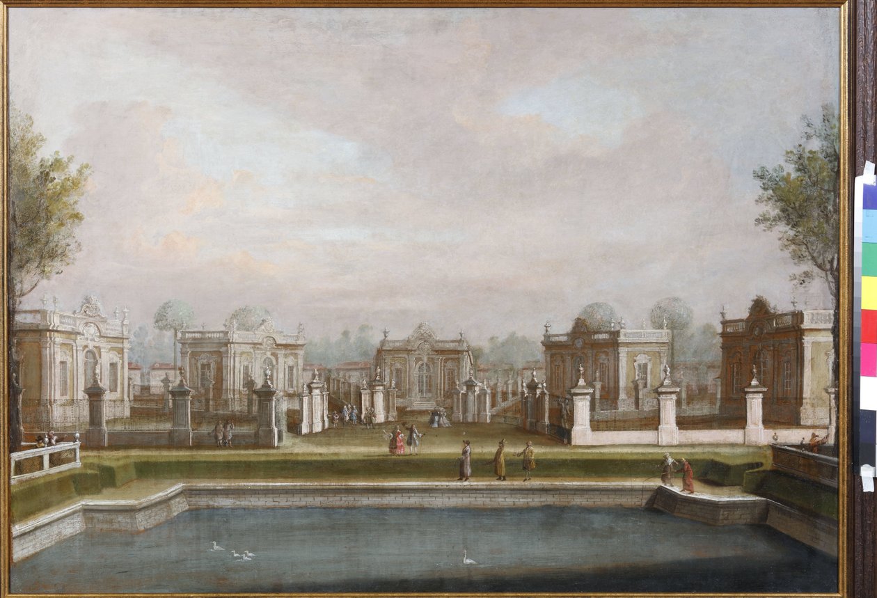A Menagerie a Kuskovo Palota Parkban, az Anonymoustól. Olaj, vászon, 18. század közepe. Museum Palace Theatre Ostankino, Moszkva alkotó: Unknown artist