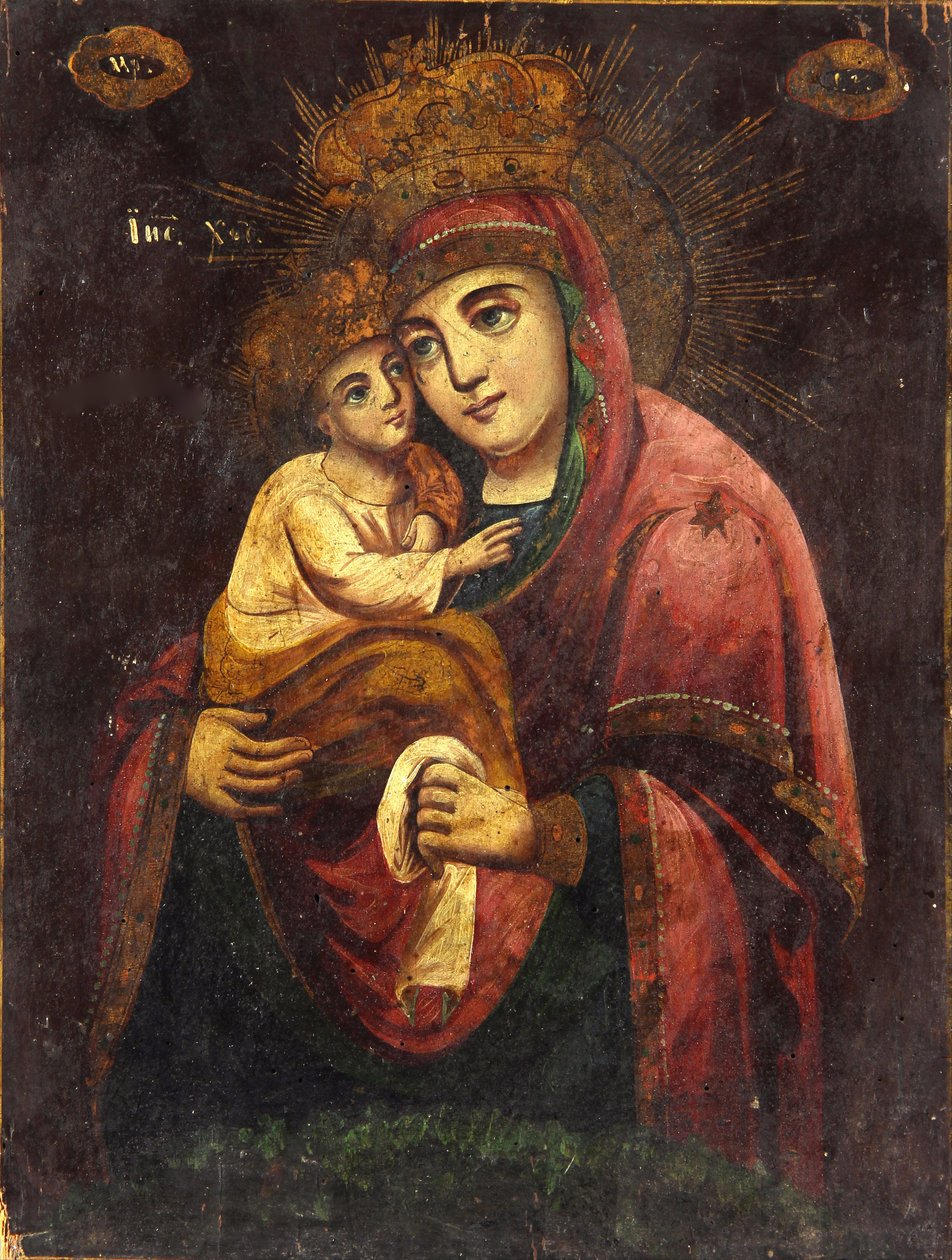 A Pochayiv-i Szűzanya Istenanya - Névtelen - c. 1850 - Tempera panelen - 40,2x30,5 - Ivan Honchar Múzeum Kijev alkotó: Unknown artist